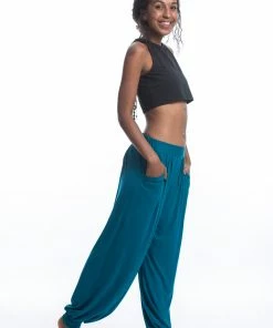 HaremPants.com Cotton Women Harem Pants In Solid Blue Women's