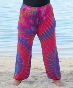 HaremPants.com Women's Plus Size Tie Dye Cotton Women Harem Pants In Pink