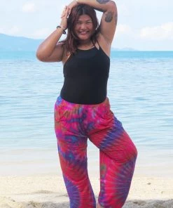 HaremPants.com Women's Plus Size Tie Dye Cotton Women Harem Pants In Pink
