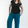 HaremPants.com Plus Size Cotton Women Harem Pants In Solid Blue
