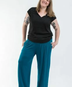 HaremPants.com Plus Size Cotton Women Harem Pants In Solid Blue