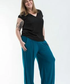 HaremPants.com Plus Size Cotton Women Harem Pants In Solid Blue