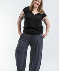 HaremPants.com Plus Size Cotton Women Harem Pants In Solid Gray Women's