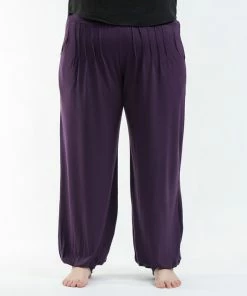 HaremPants.com Plus Size Cotton Women Harem Pants In Solid Purple Women's