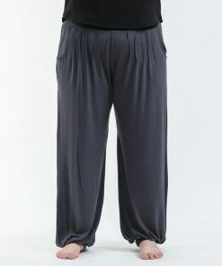 HaremPants.com Plus Size Cotton Women Harem Pants In Solid Gray Women's