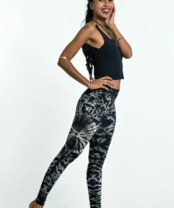 HaremPants.com Women's Swirls Tie Dye Cotton Leggings In Black