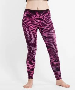 HaremPants.com Oval Swirls Tie Dye Cotton Leggings In Magenta
