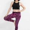 HaremPants.com Oval Swirls Tie Dye Cotton Leggings In Magenta