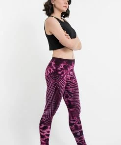 HaremPants.com Oval Swirls Tie Dye Cotton Leggings In Magenta