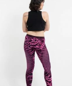 HaremPants.com Oval Swirls Tie Dye Cotton Leggings In Magenta
