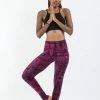 HaremPants.com Lightning Stripes Tie Dye Cotton Leggings In Pink