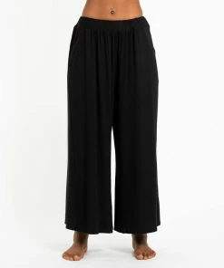 HaremPants.com Women's Wide Leg Palazzo Harem Pants Cotton Solid Black