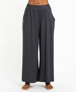 HaremPants.com Wide Leg Palazzo Harem Pants Cotton Solid Gray Women's