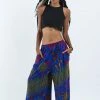 HaremPants.com Women's Tie Dye Wide Leg Palazzo Harem Pants Cotton Royal Blue