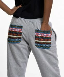 HaremPants.com Women's Terry Pants With Aztec Pockets In Gray