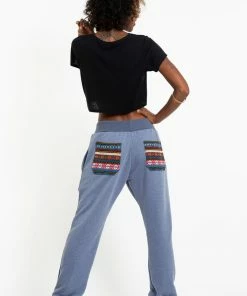 HaremPants.com Women's Terry Pants With Aztec Pockets In Light Blue