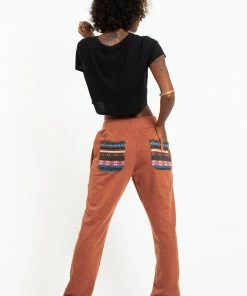 HaremPants.com Women's Terry Pants With Aztec Pockets In Orange