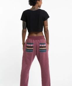 HaremPants.com Women's Terry Pants With Aztec Pockets In Red