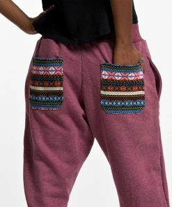 HaremPants.com Women's Terry Pants With Aztec Pockets In Red