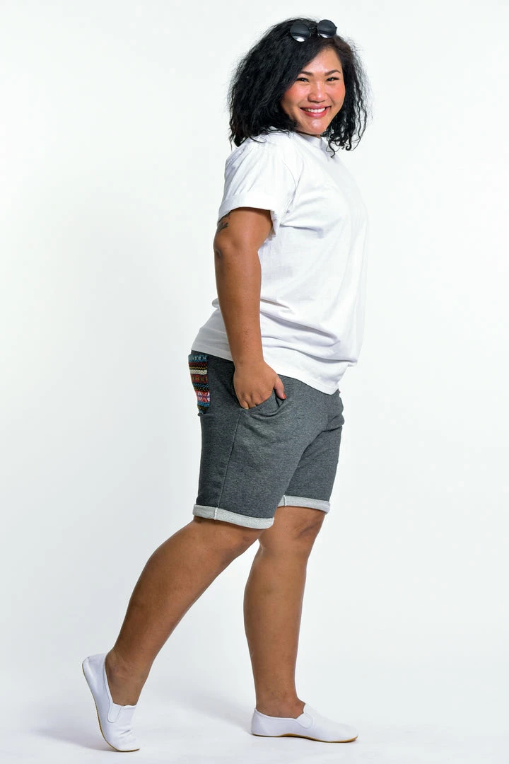 HaremPants.com Women's Terry Shorts With Aztec Pockets In Black 6 HaremPants.com Women's Terry Shorts With Aztec Pockets In Black