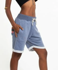 HaremPants.com Women's Terry Shorts With Aztec Pockets In Light Blue