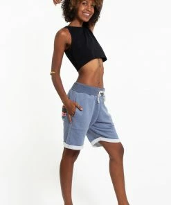 HaremPants.com Women's Terry Shorts With Aztec Pockets In Light Blue