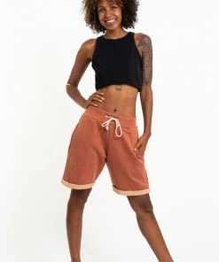 HaremPants.com Women's Terry Shorts With Aztec Pockets In Orange