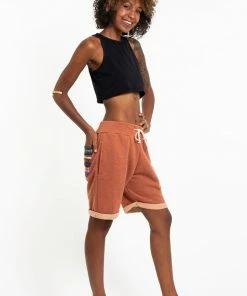 HaremPants.com Women's Terry Shorts With Aztec Pockets In Orange