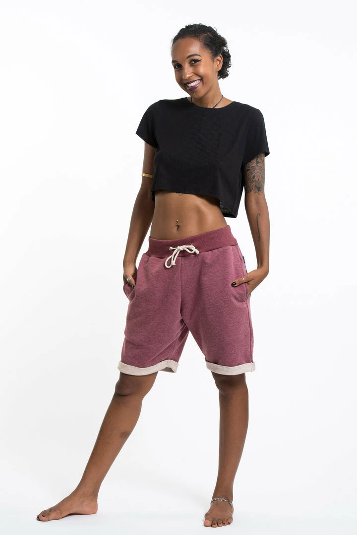 HaremPants.com Women's Terry Shorts With Aztec Pockets In Red 7 HaremPants.com Women's Terry Shorts With Aztec Pockets In Red