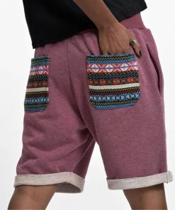 HaremPants.com Women's Terry Shorts With Aztec Pockets In Red