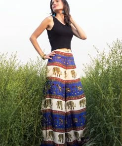 HaremPants.com Women's Elephant Bliss Palazzo Style Elephant Pants In Blue