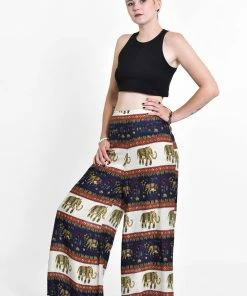 HaremPants.com Elephant Bliss Palazzo Style Elephant Pants In Navy Women's