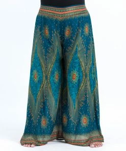 HaremPants.com Women's Plus Size Peacock Eyes Palazzo Style Harem Pants In Turquoise