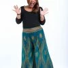 HaremPants.com Women's Plus Size Peacock Eyes Palazzo Style Harem Pants In Turquoise