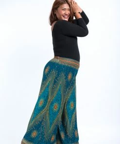 HaremPants.com Women's Plus Size Peacock Eyes Palazzo Style Harem Pants In Turquoise
