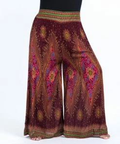 HaremPants.com Women's Plus Size Peacock Eyes Palazzo Style Harem Pants In Wine
