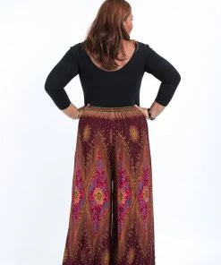 HaremPants.com Women's Plus Size Peacock Eyes Palazzo Style Harem Pants In Wine