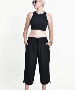 HaremPants.com Women's Drawstring Yoga Massage Cropped Pants In Black
