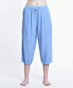 HaremPants.com Women's Drawstring Yoga Massage Cropped Pants In Blue