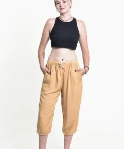 HaremPants.com Women's Drawstring Yoga Massage Cropped Pants In Cream