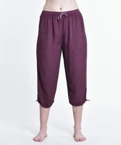 HaremPants.com Women's Drawstring Yoga Massage Cropped Pants In Dark Purple