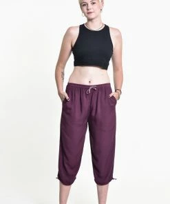 HaremPants.com Women's Drawstring Yoga Massage Cropped Pants In Dark Purple