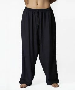 HaremPants.com Solid Color Drawstring Women's Yoga Massage Pants In Black