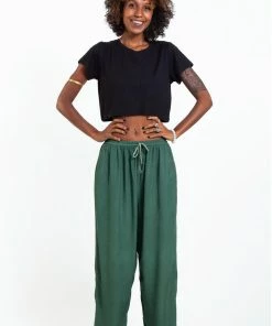 HaremPants.com Solid Color Drawstring Women's Yoga Massage Pants In Fresh Green