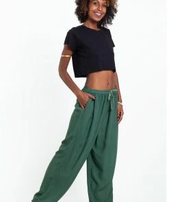 HaremPants.com Solid Color Drawstring Women's Yoga Massage Pants In Fresh Green
