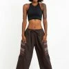 HaremPants.com Women's Drawstring Pinstripes Cotton Pants With Aztec Pocket In Brown