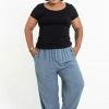 HaremPants.com Plus Size Solid Color Drawstring Women's Yoga Massage Pants In Blue Gray