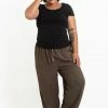 HaremPants.com Plus Size Solid Color Drawstring Women's Yoga Massage Pants In Brown