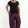 HaremPants.com Plus Size Solid Color Drawstring Women's Yoga Massage Pants In Dark Purple