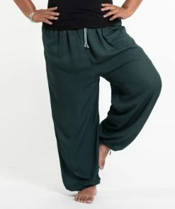 HaremPants.com Plus Size Solid Color Drawstring Women's Yoga Massage Pants In Dark Teal